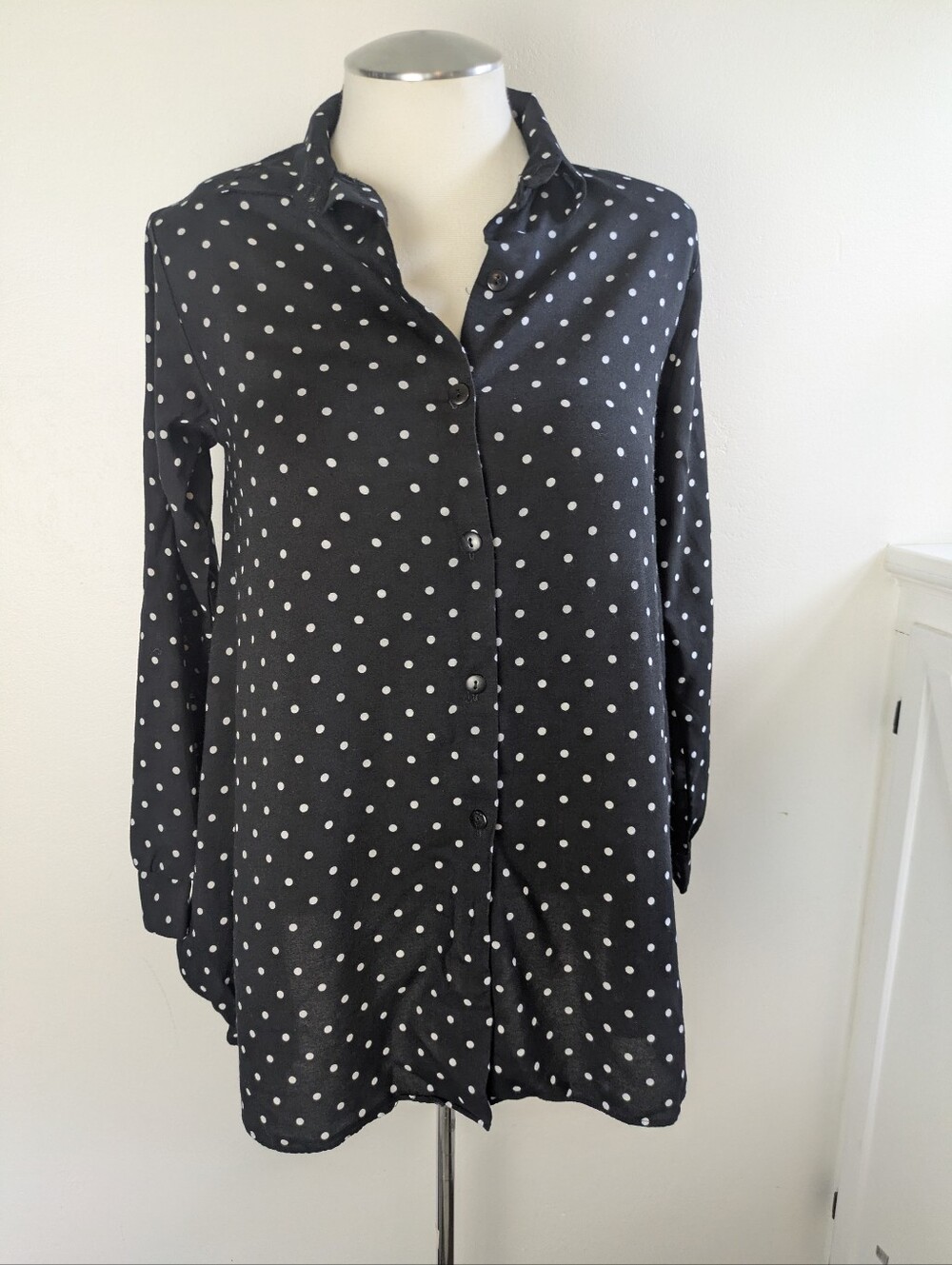 Women's Vintage Polka Dot Blouse Medium